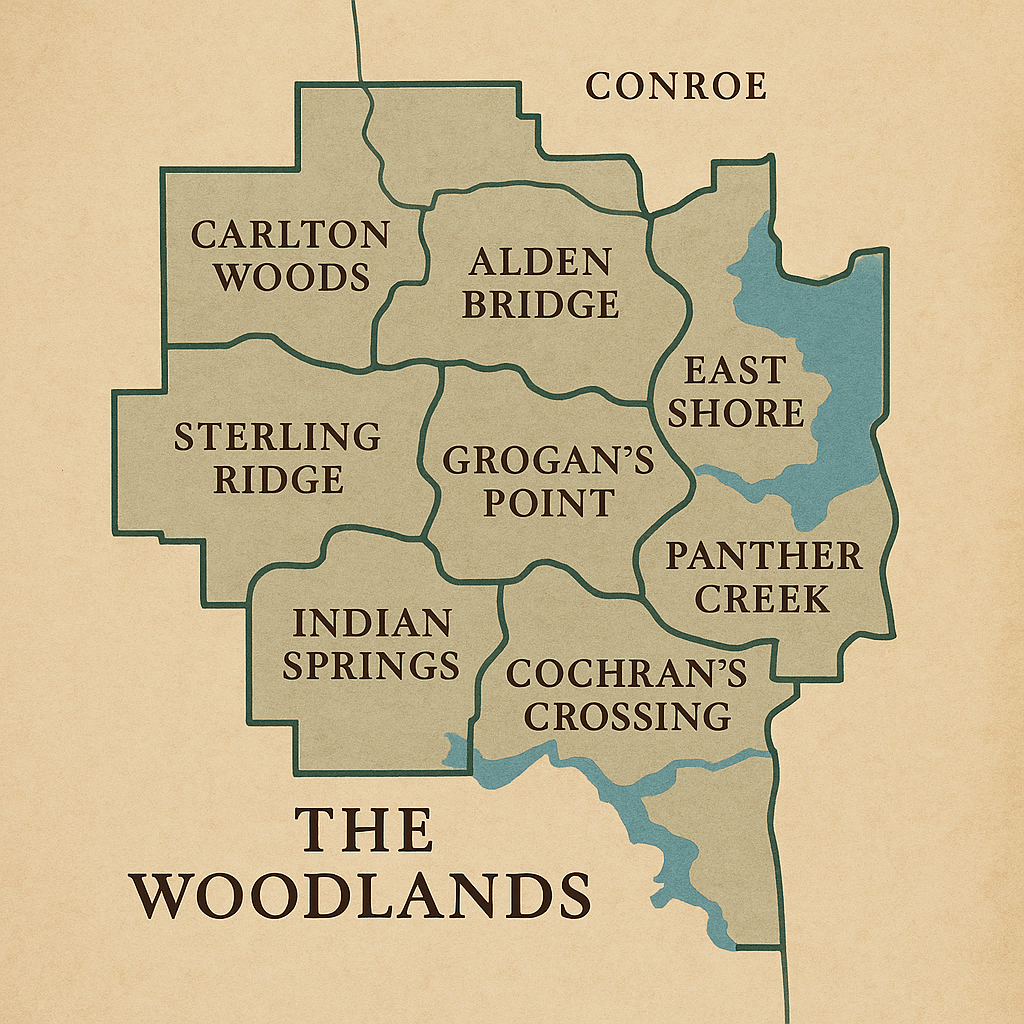 Service area map of The Woodlands communities