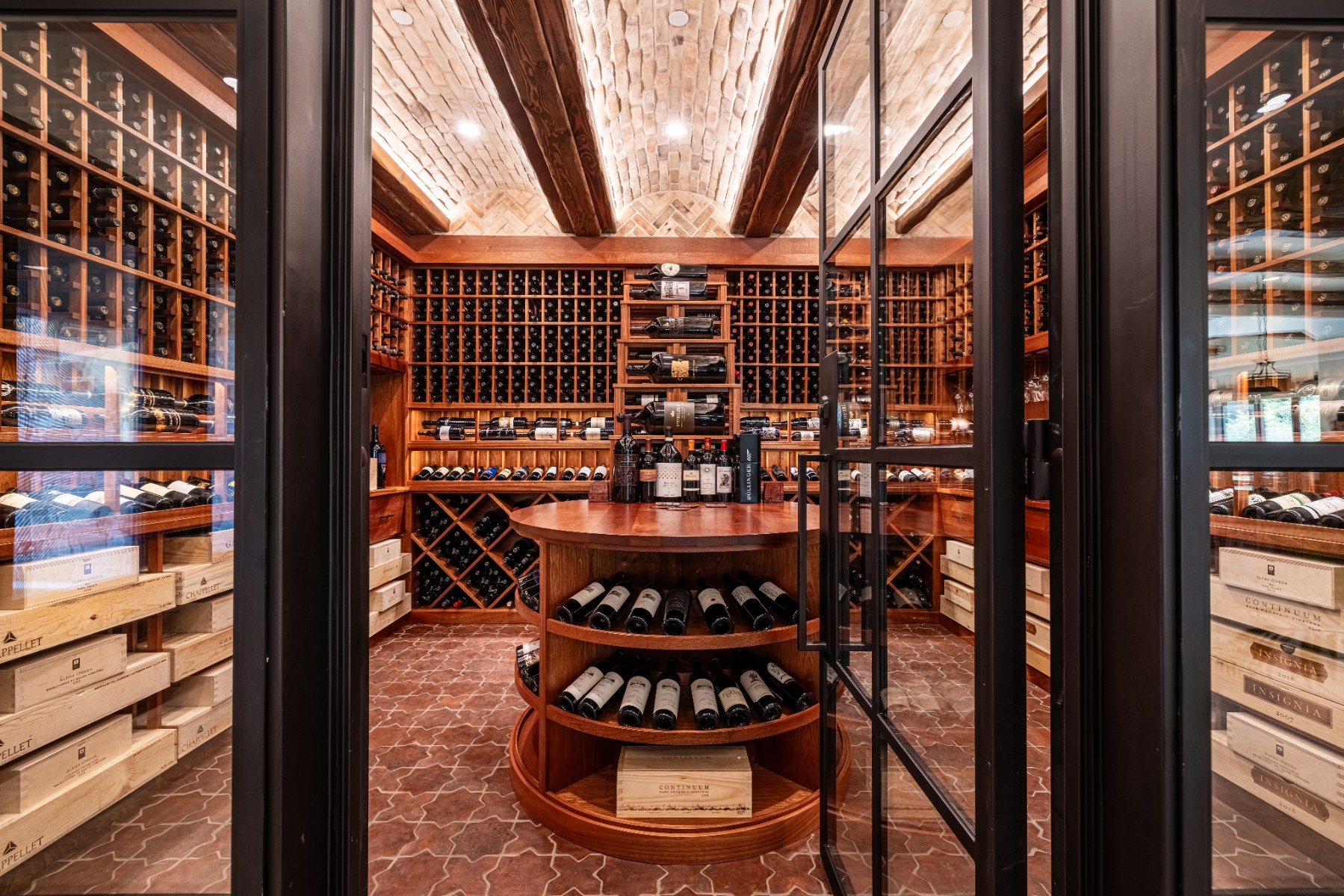 Glass-Enclosed Collector's Cellar in Carlton Woods